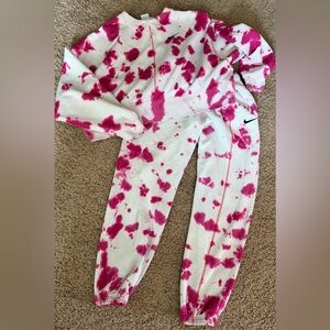 Nike Pink and White Tie-Dye Jogger Set Top-M Bottom-S